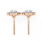 Radiant Diamond Stud Earrings Halo Style
