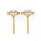 Radiant Diamond Stud Earrings Halo Style