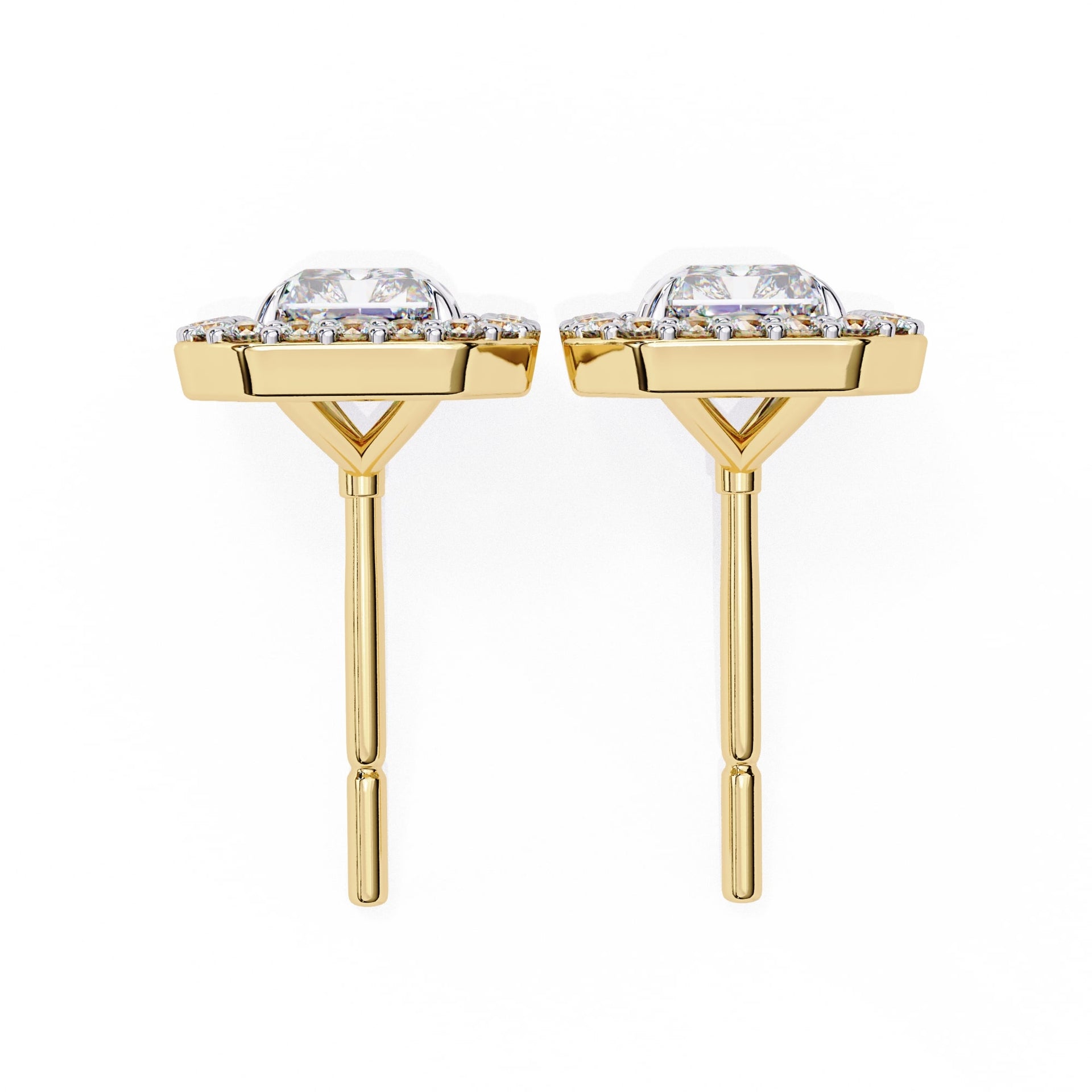 Radiant Lab Grown Diamond Halo Stud Earrings