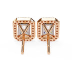 Radiant Diamond Stud Earrings Halo Style