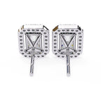 Radiant Diamond Stud Earrings Halo Style