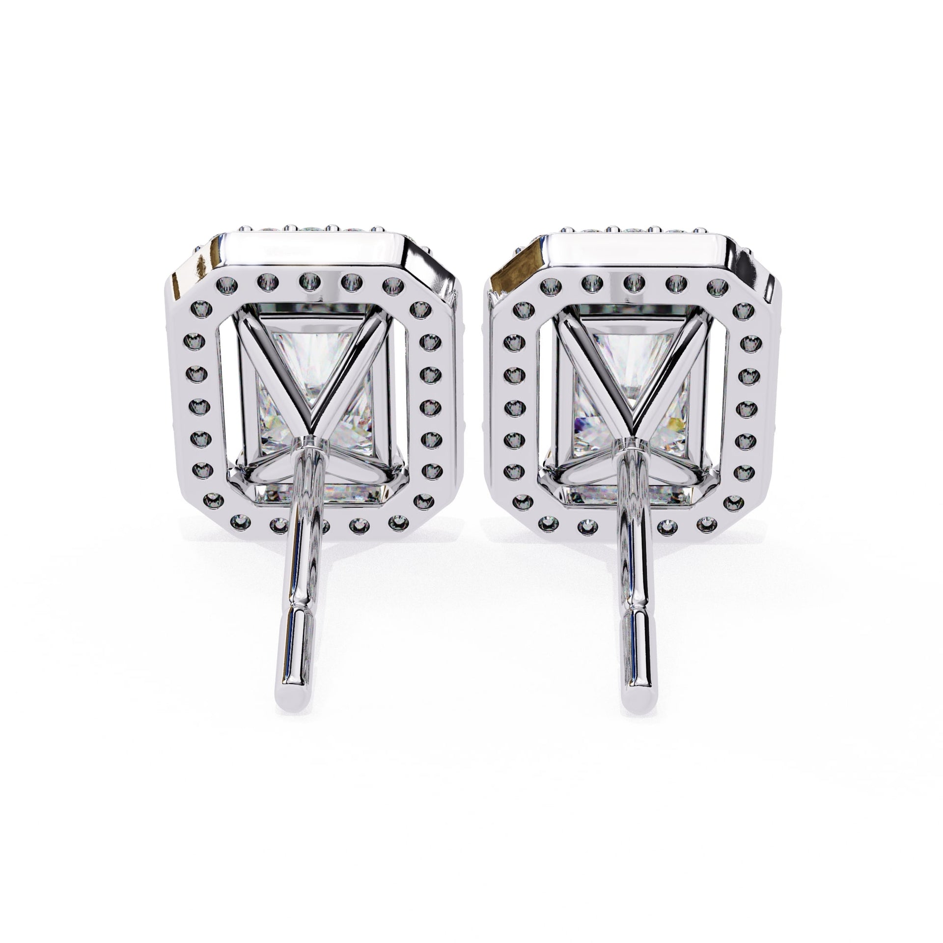 Radiant Lab Grown Diamond Halo Stud Earrings