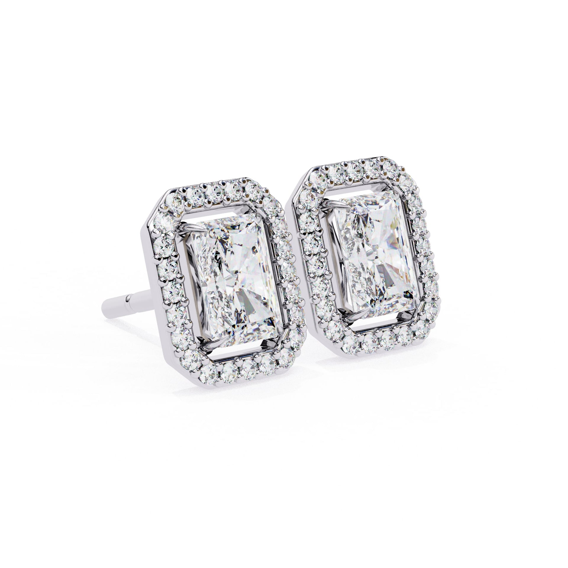 Radiant Lab Grown Diamond Halo Stud Earrings