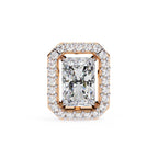 Radiant Diamond Stud Earrings Halo Style