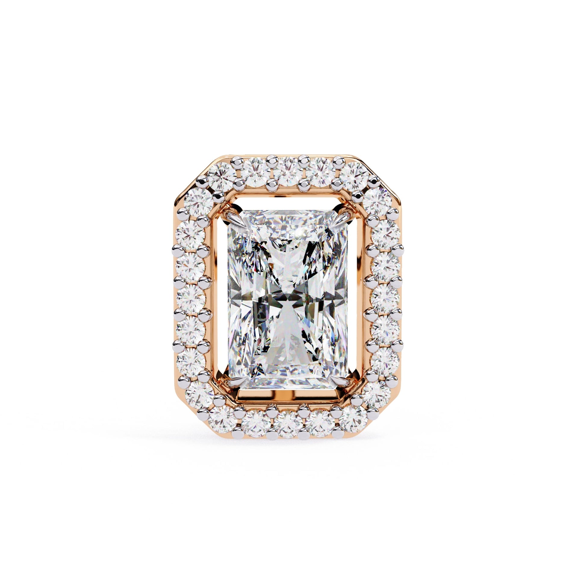 Radiant Lab Grown Diamond Halo Stud Earrings