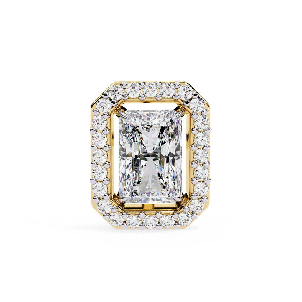 Radiant Diamond Stud Earrings Halo Style