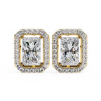Radiant Diamond Stud Earrings Halo Style