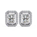 2 Carat Radiant Cut Lab Diamond Halo Stud Earrings