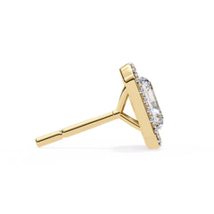Radiant Diamond Stud Earrings Halo Style