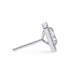 Radiant Diamond Stud Earrings Halo Style