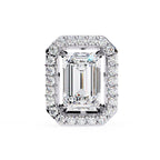 Emerald Diamond Stud Earrings Halo Style