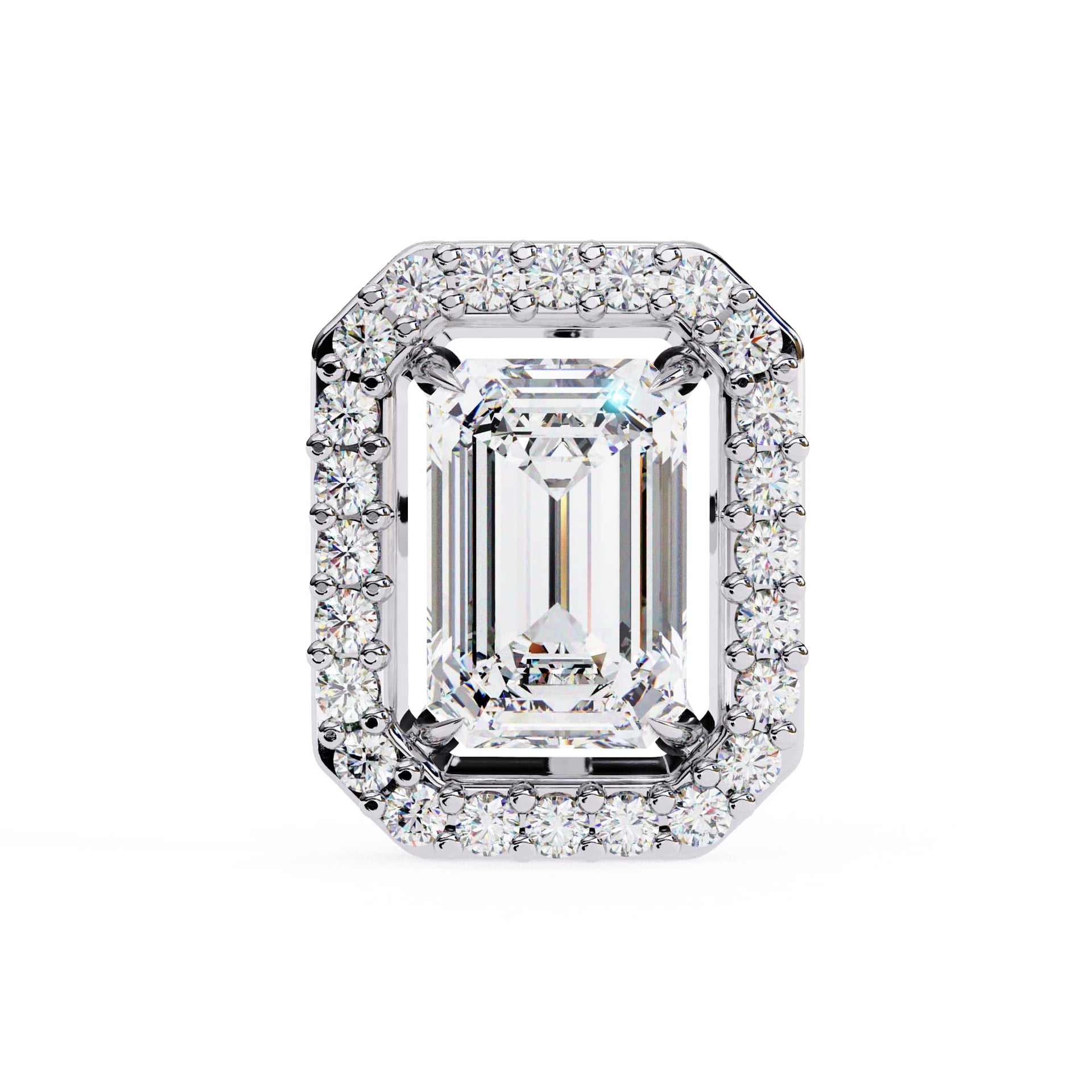 Halo Emerald Lab Diamond Stud Earrings