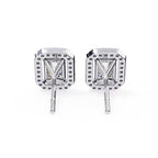 Emerald Diamond Stud Earrings Halo Style
