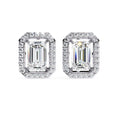 1.72 Carat Lab Created Emerald Cut Diamond Halo Stud Earrings