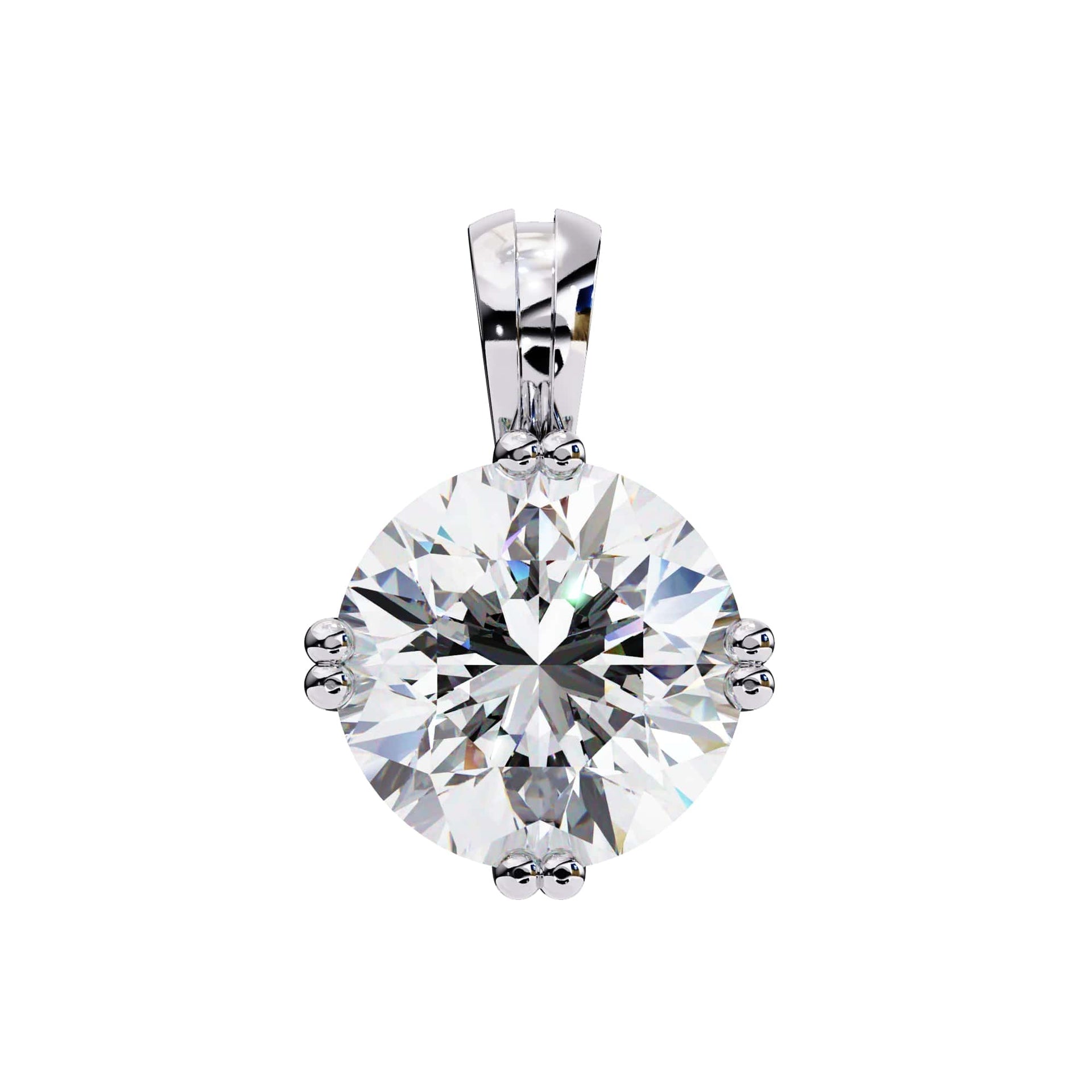 Double Prong Round Lab Grown Diamond  Pendant