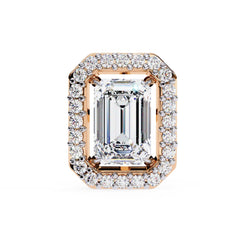 Emerald Diamond Stud Earrings Halo Style