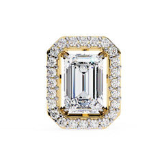Emerald Diamond Stud Earrings Halo Style