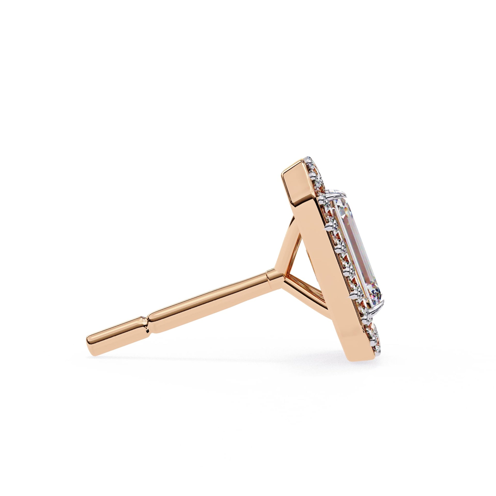 Halo Emerald Lab Diamond Stud Earrings