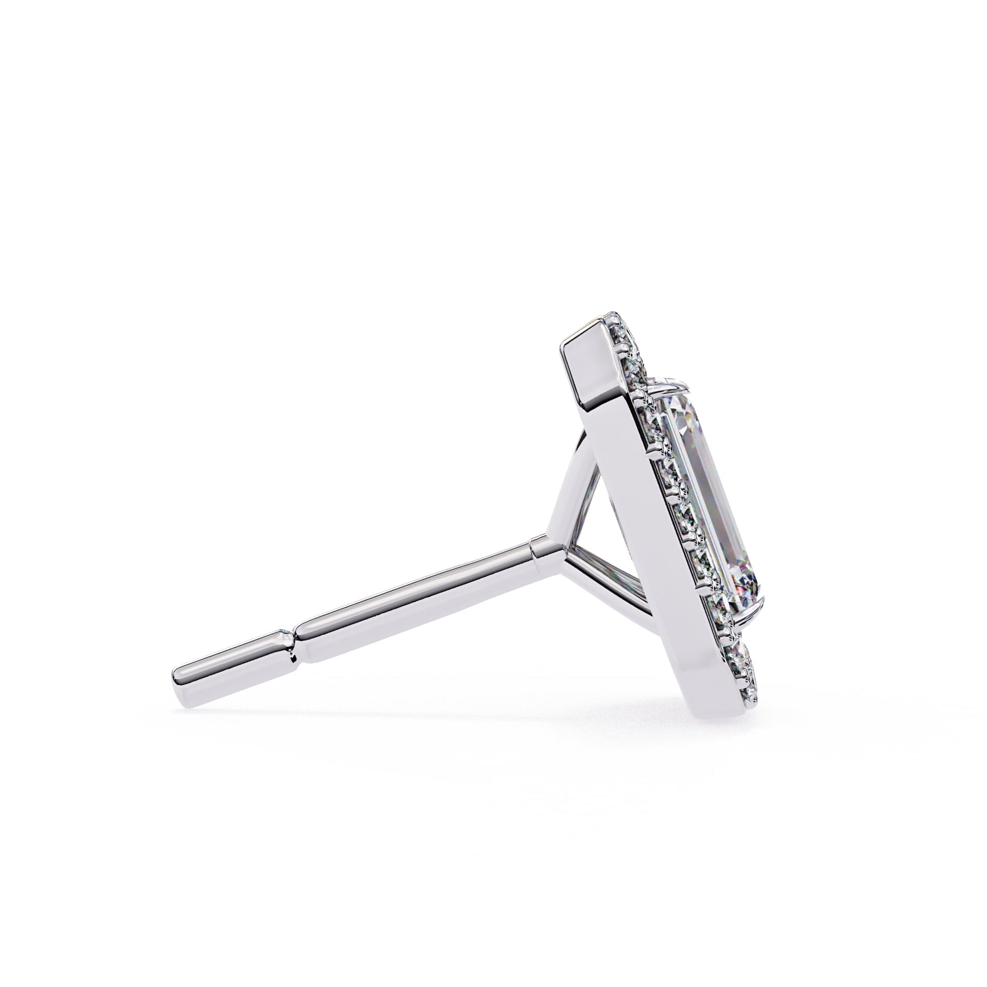 Halo Emerald Lab Diamond Stud Earrings