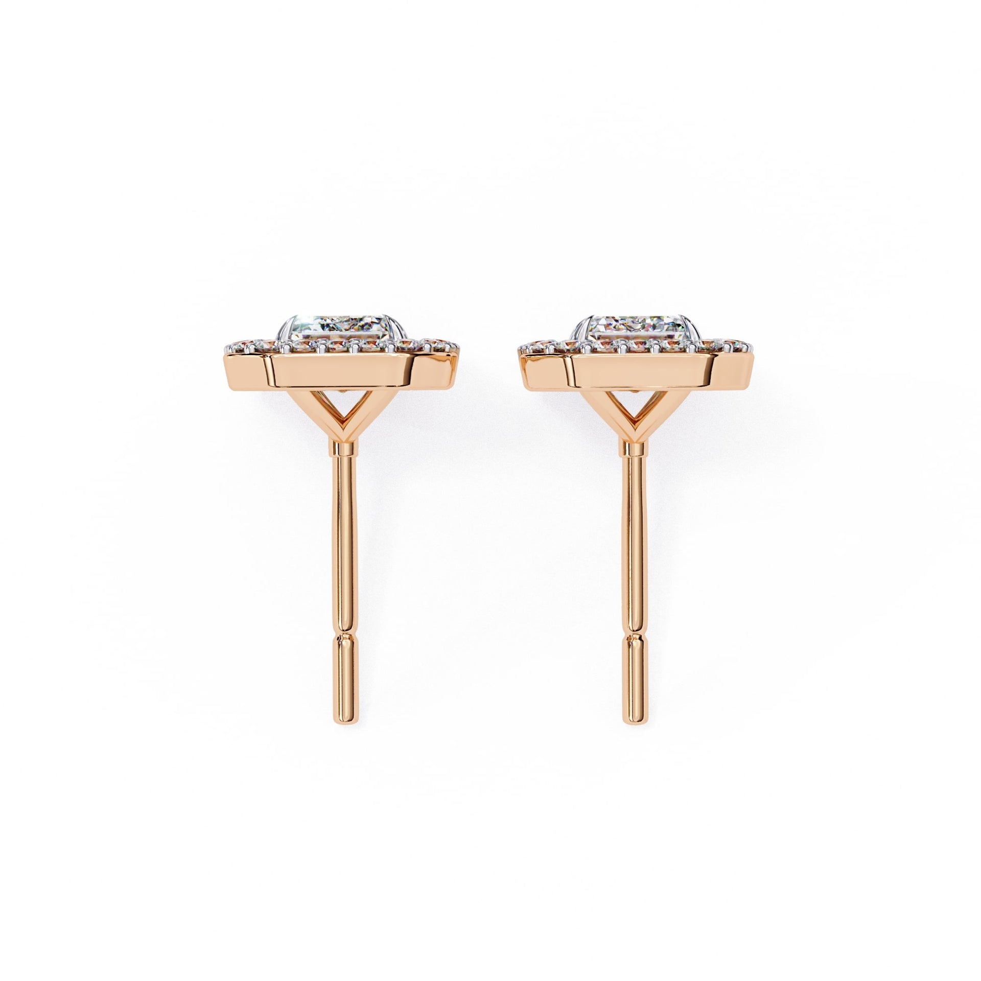 Halo Emerald Lab Diamond Stud Earrings