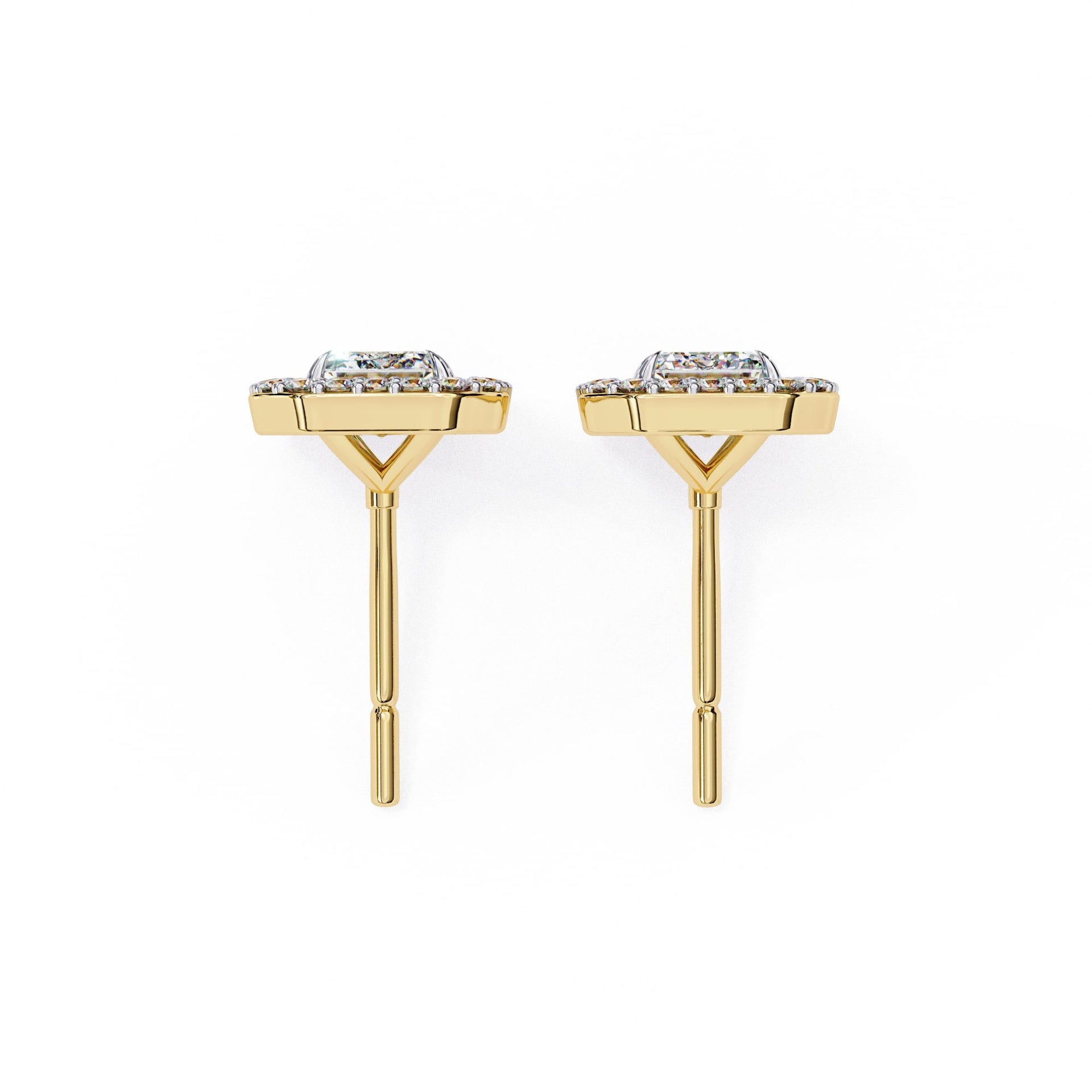 Halo Emerald Lab Diamond Stud Earrings