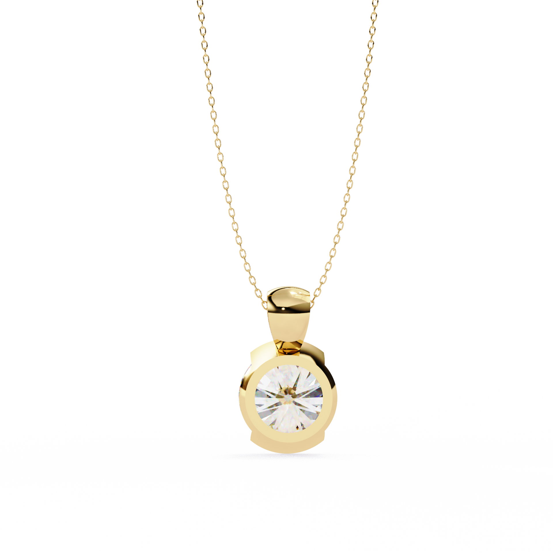 Round Lab Grown Diamond Half Bezel Pendant