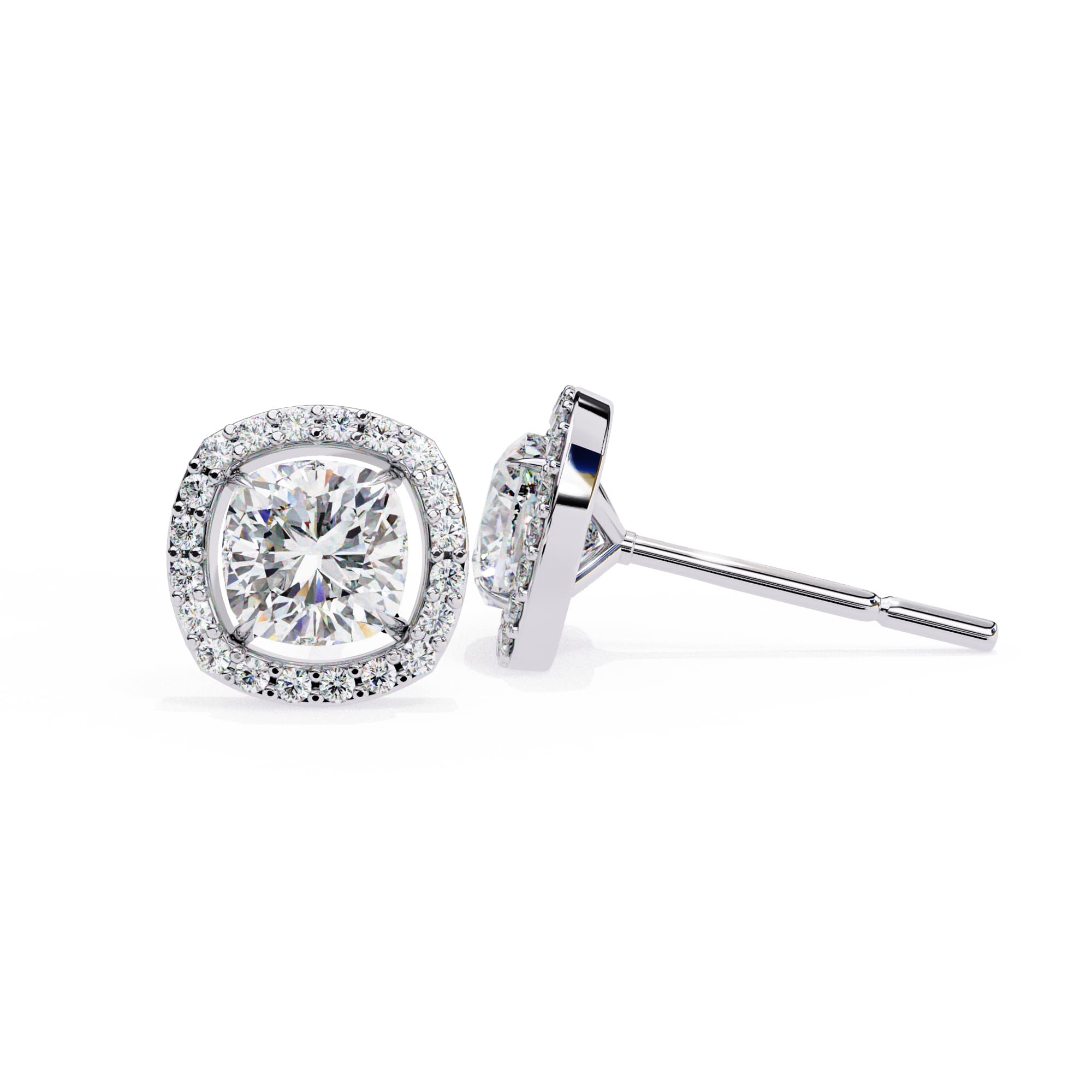  Round Brilliant Diamond Studs  6 Prong Crown Setting