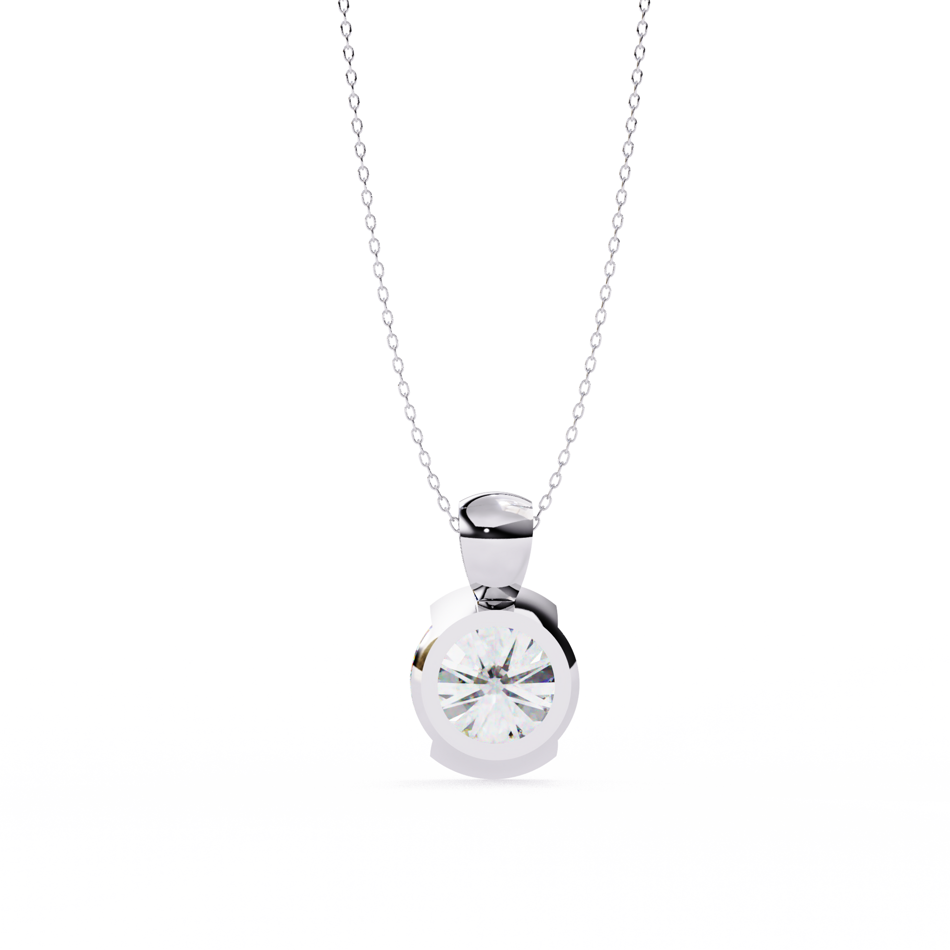 Round Lab Grown Diamond Half Bezel Pendant