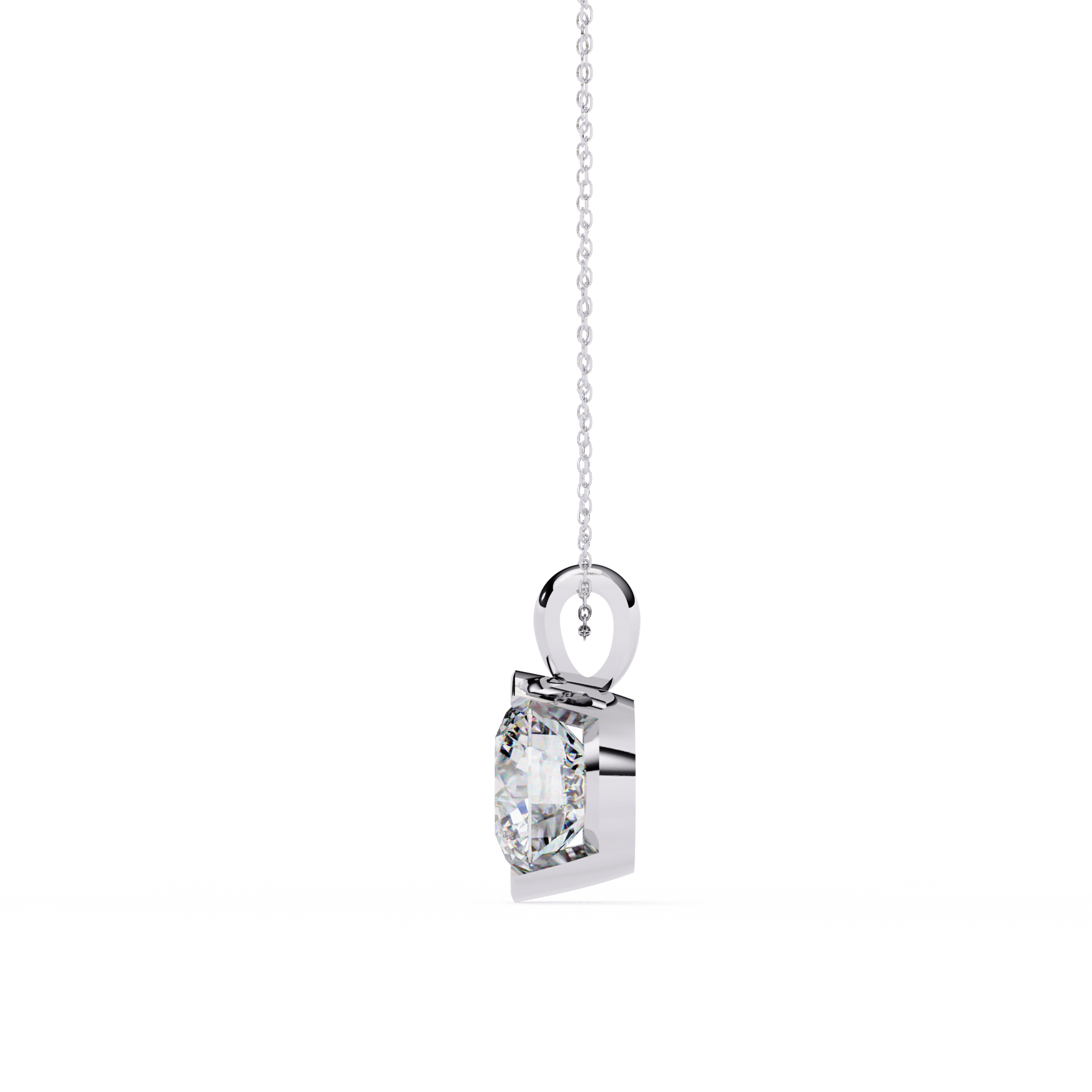 Round Lab Grown Diamond Half Bezel Pendant