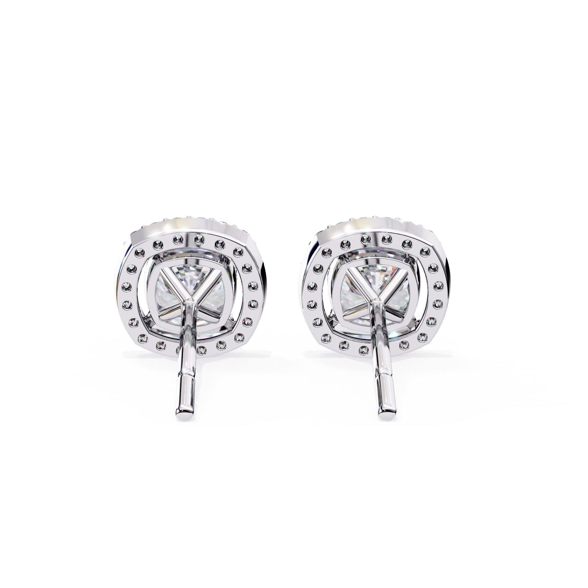Halo Cushion Lab Grown Diamond Stud Earrings