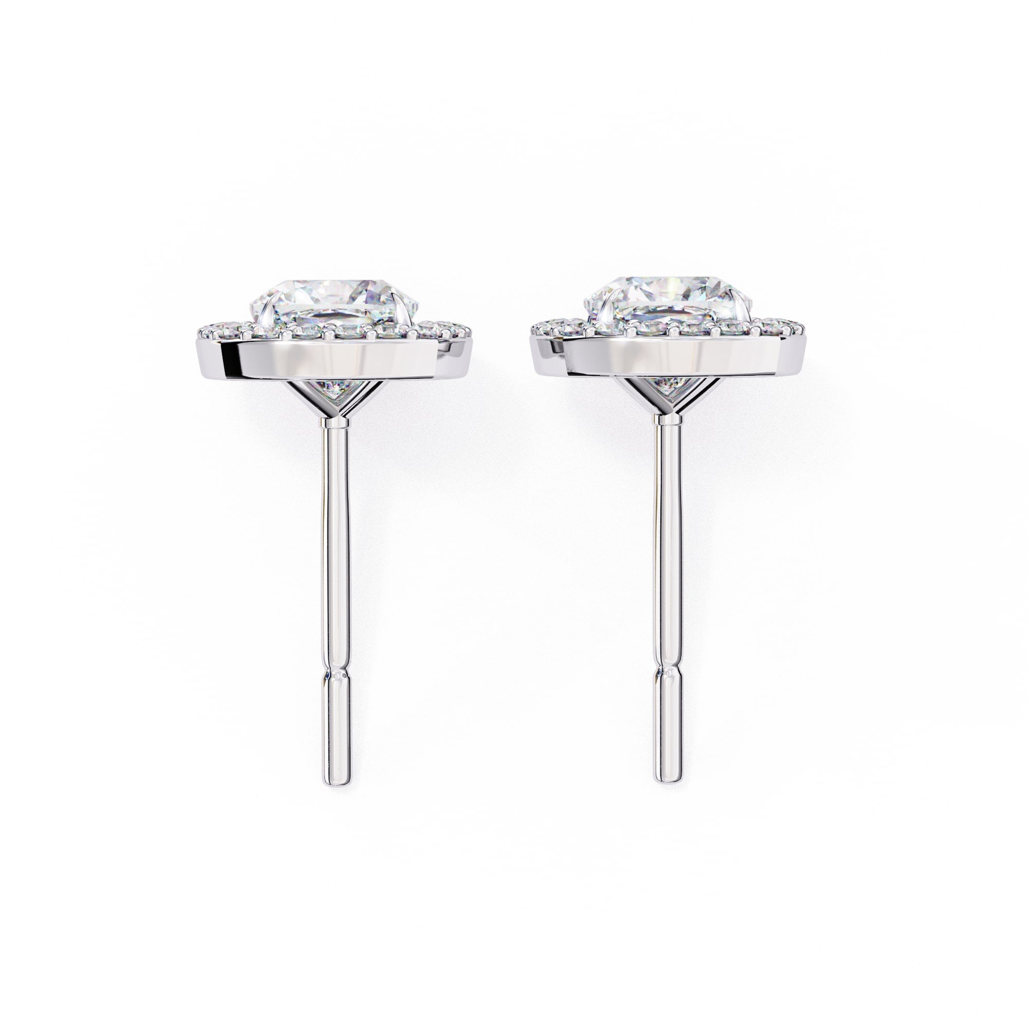  Round Brilliant Diamond Studs  6 Prong Crown Setting
