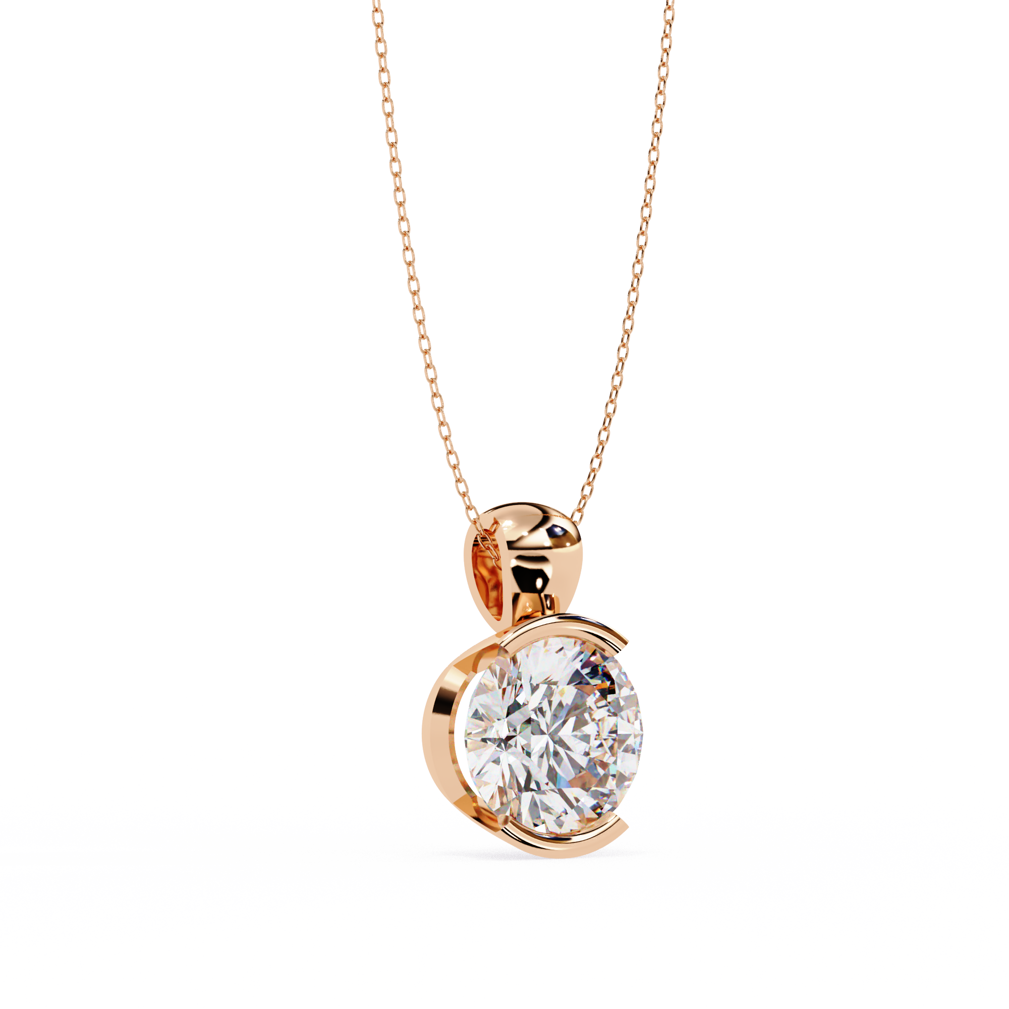 Stylish Round Half Bezel Pendant