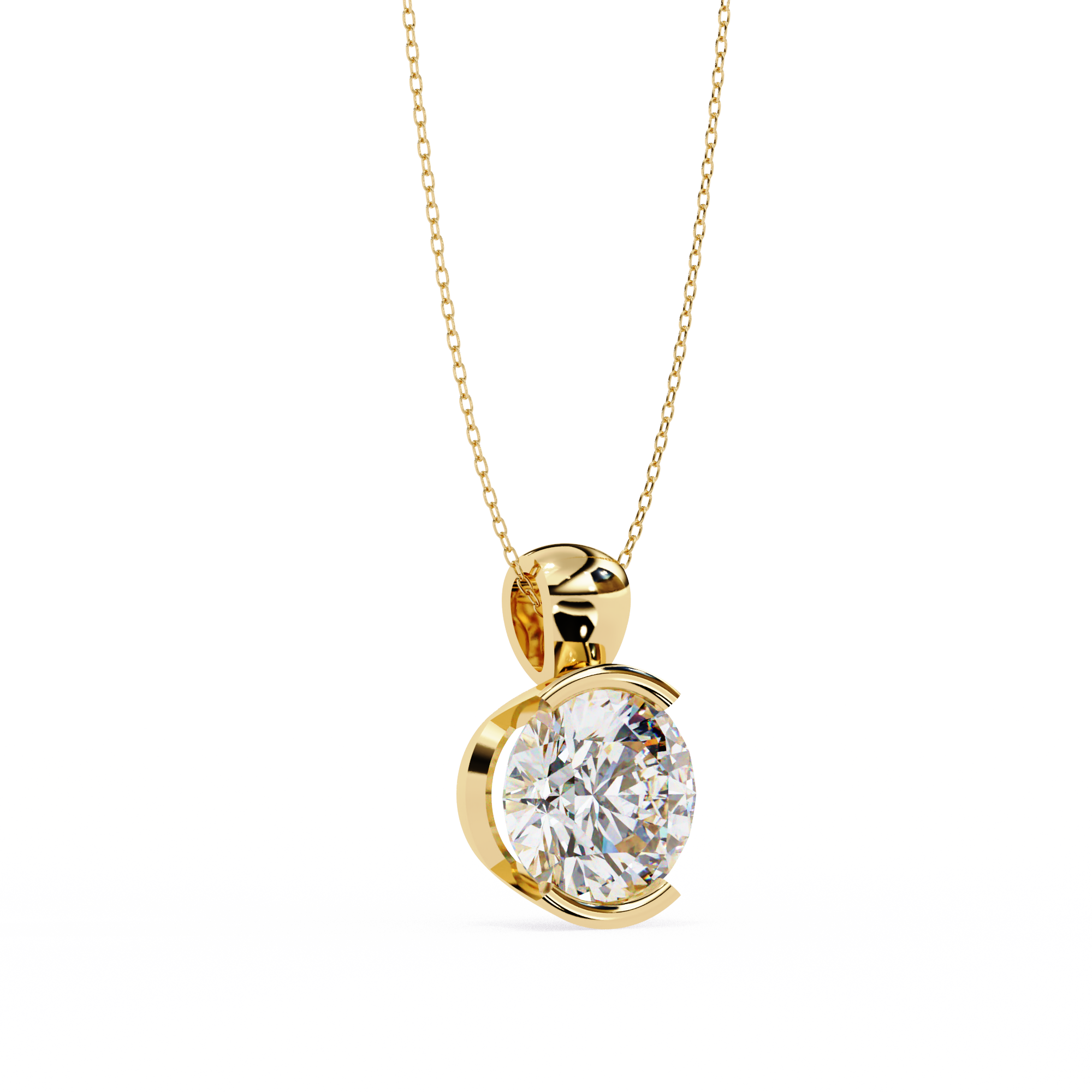 Stylish Round Half Bezel Pendant