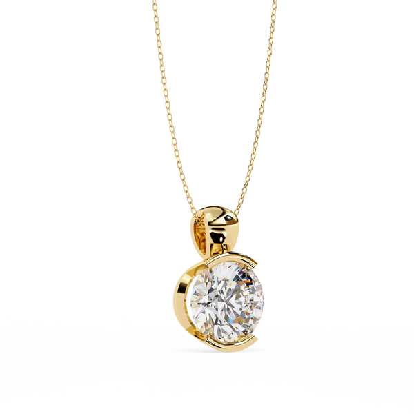 Round Lab Grown Diamond Half Bezel Pendant