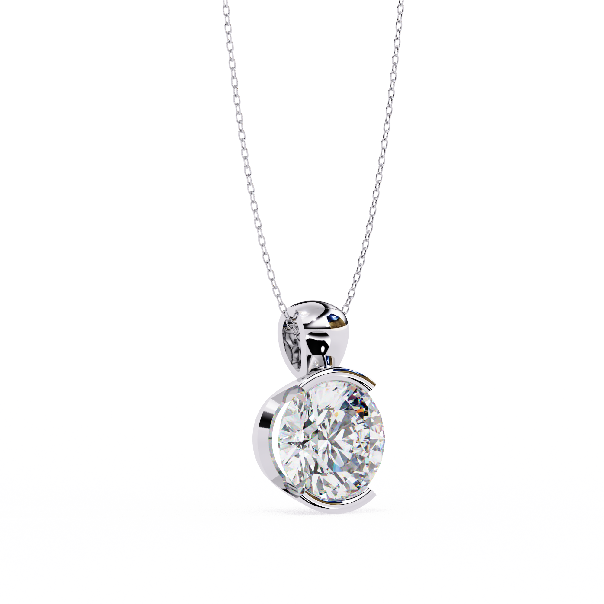 Stylish Round Half Bezel Pendant