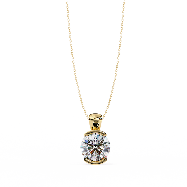 Round Lab Grown Diamond Half Bezel Pendant