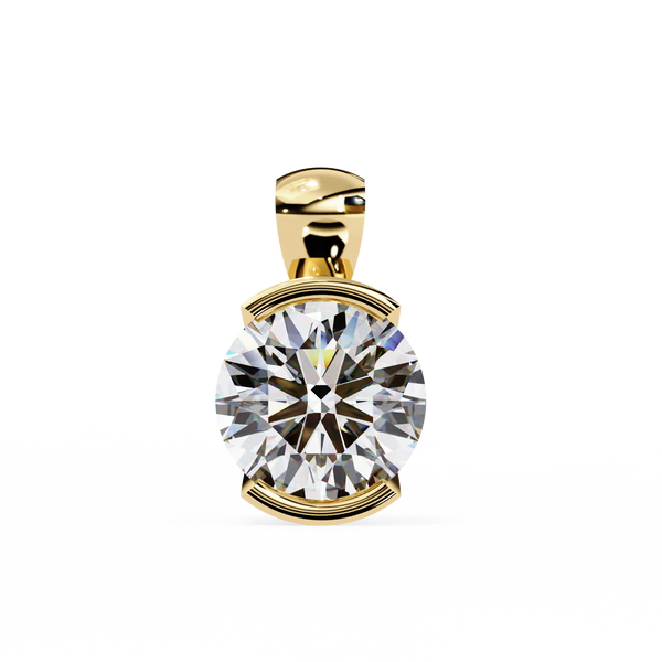 Round Lab Grown Diamond Half Bezel Pendant