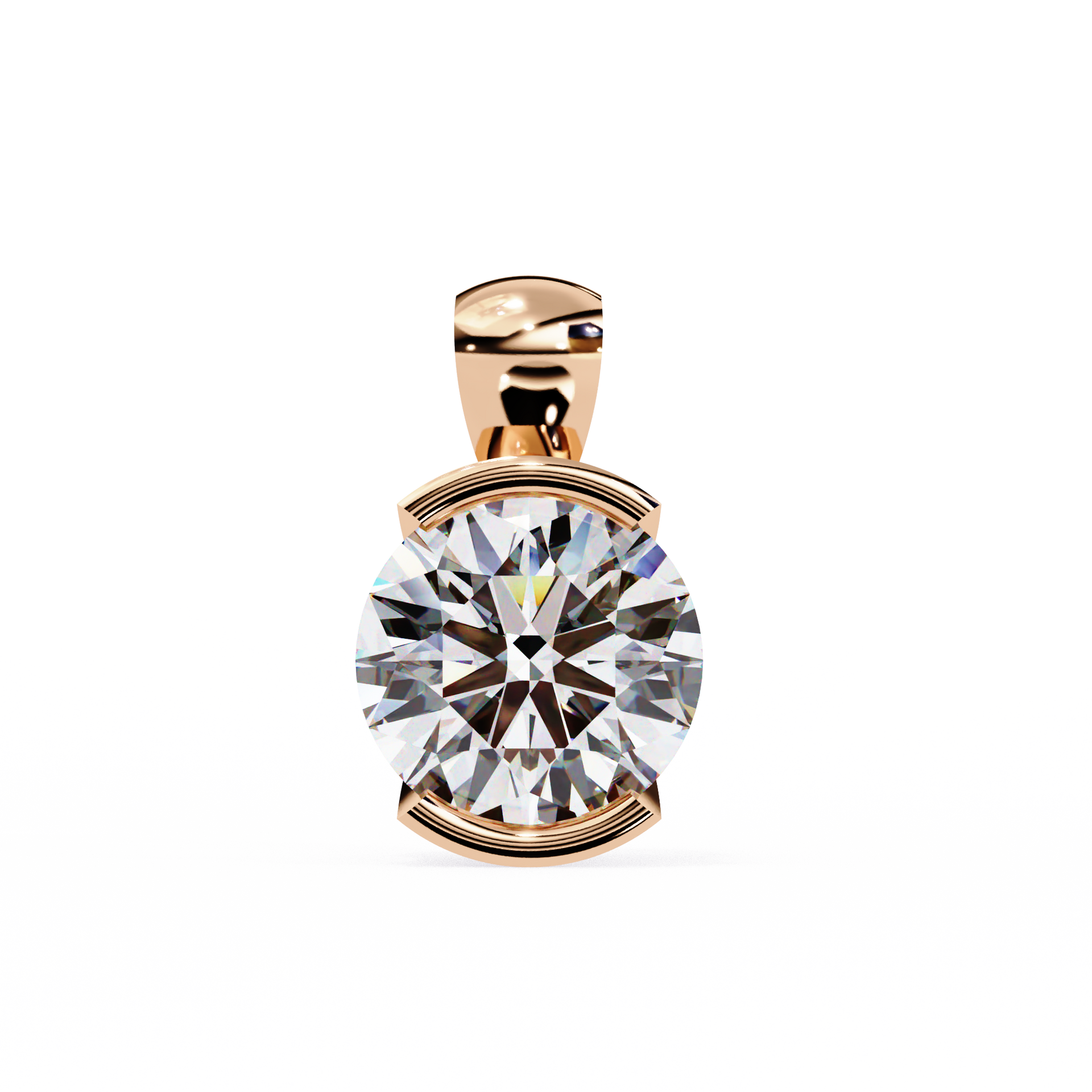 Round Lab Grown Diamond Half Bezel Pendant