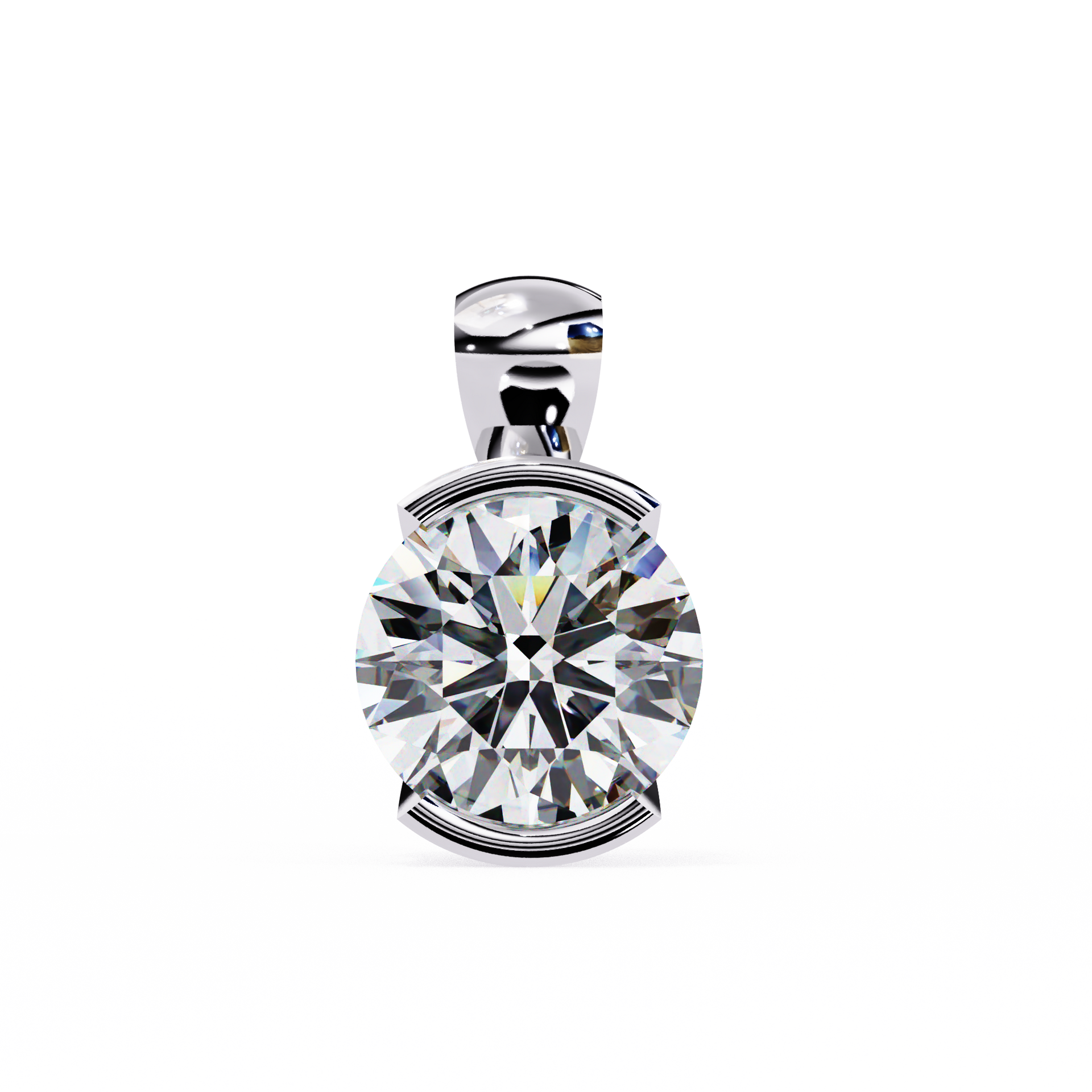 Round Lab Grown Diamond Half Bezel Pendant