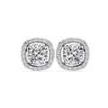 1.92 Carat Halo Cushion Cut Lab Created Diamond Tiny Stud Earrings