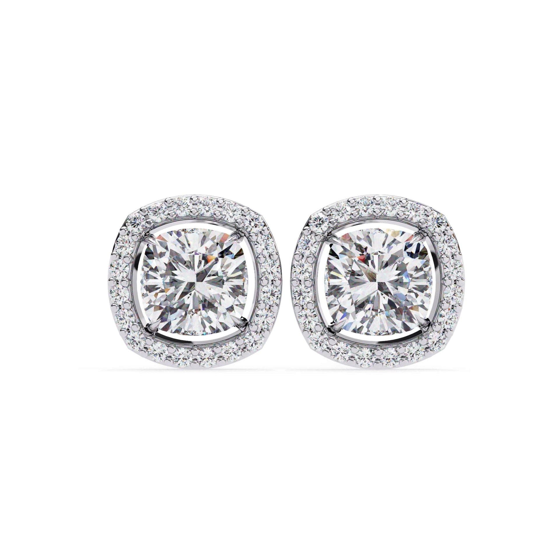 Halo Cushion Lab Grown Diamond Stud Earrings