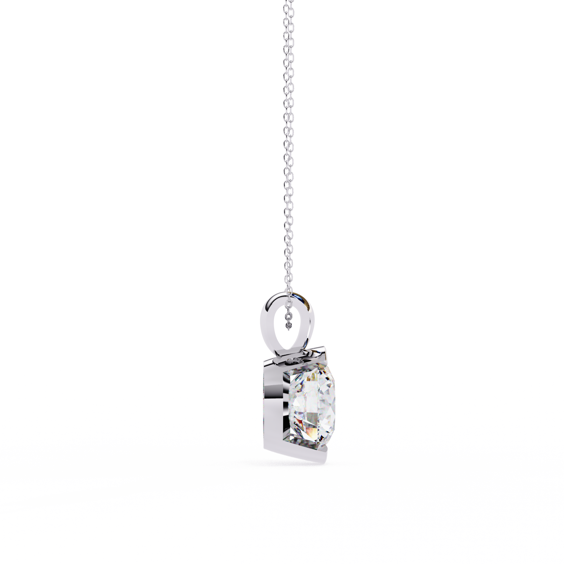 Round Lab Grown Diamond Half Bezel Pendant