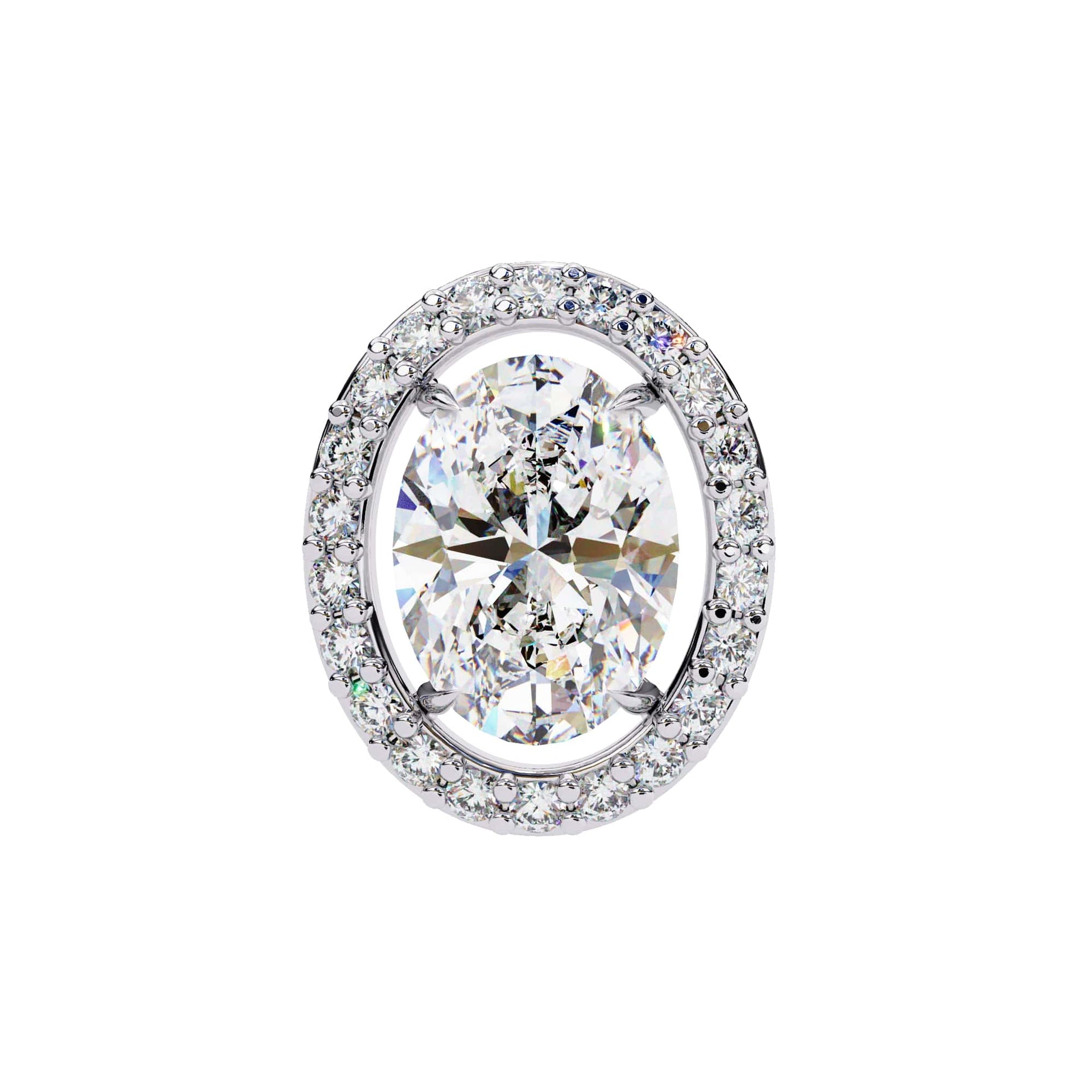 Lab Grown Oval Diamond Halo Stud Earrings