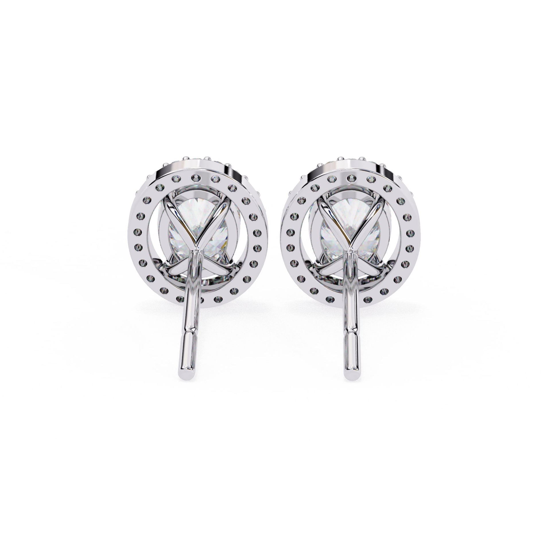 Lab Grown Oval Diamond Halo Stud Earrings