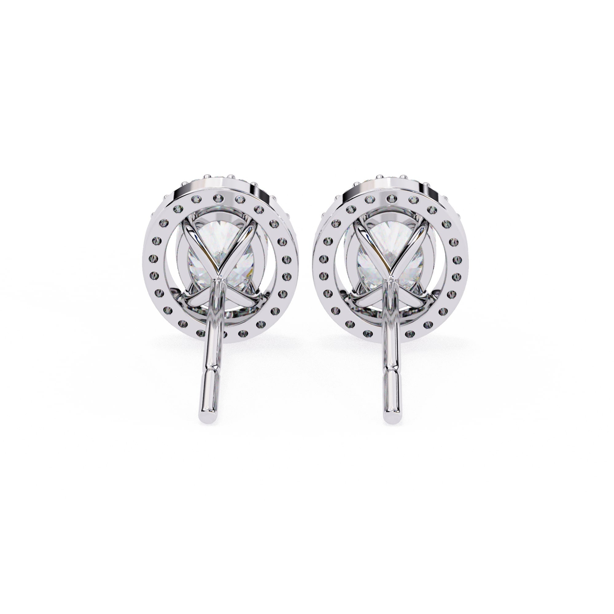 Oval halo stud earrings