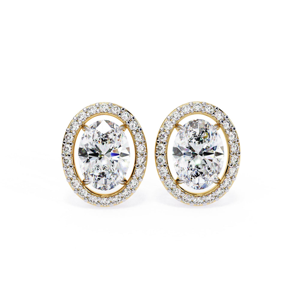 Oval halo stud earrings