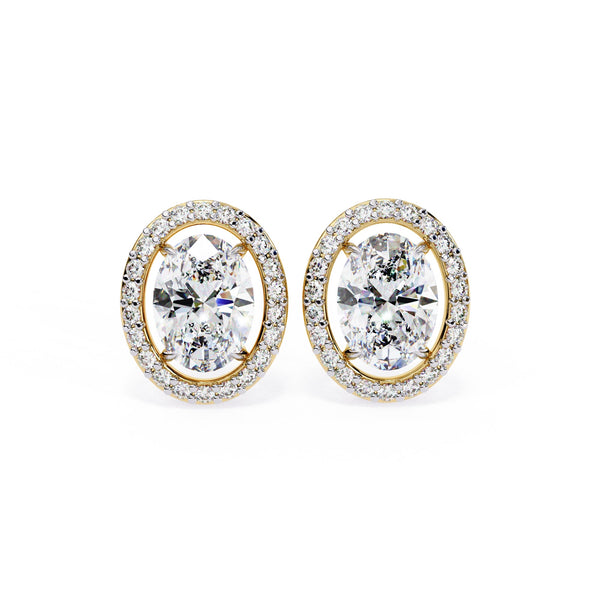 Lab Grown Oval Diamond Halo Stud Earrings