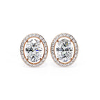 Lab Grown Oval Diamond Halo Stud Earrings