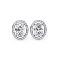1.94 Carat Lab Grown Oval Shape Diamond Halo Stud Earrings