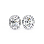 Lab Grown Oval Diamond Halo Stud Earrings
